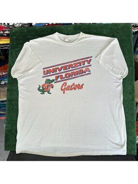 Vintage 80s UF University Florida Gators T-Shirt White 3XL Single Stitch College